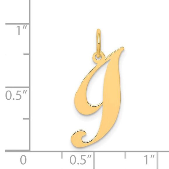 14k Yellow Gold, Ella Collection, Small Fancy Script Initial I Pendant - Picture 4 of 5